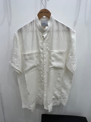 Iodine Front Pocket Short Sleeved Linen Shirt