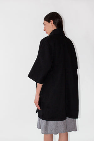 Pollux Black Denim Open Kimono Coat