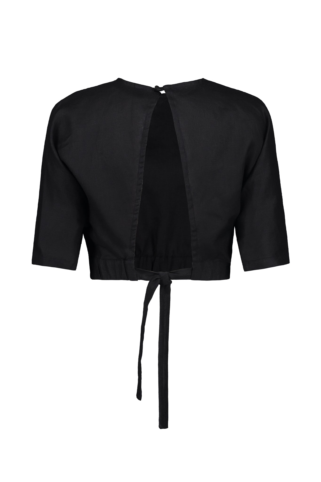 Black Crop Top - Tie-Back Crop Top - Women's Tops - Linen Top - Lulus