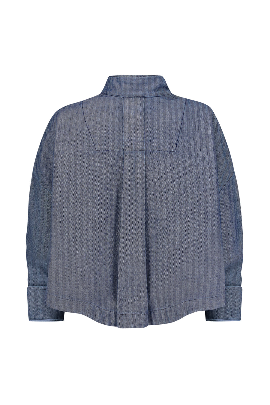 Lianne Washed Herringbone Denim Multi Pocket Cropped Jacket