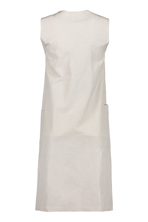 Lithium Silk Blend V-Neck Front Pocket Shift Dress