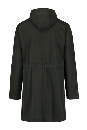 Luna Washed Twill Front Zip Hooded Coat