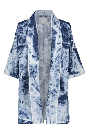 Pollux Bleached Denim Open Kimono Coat