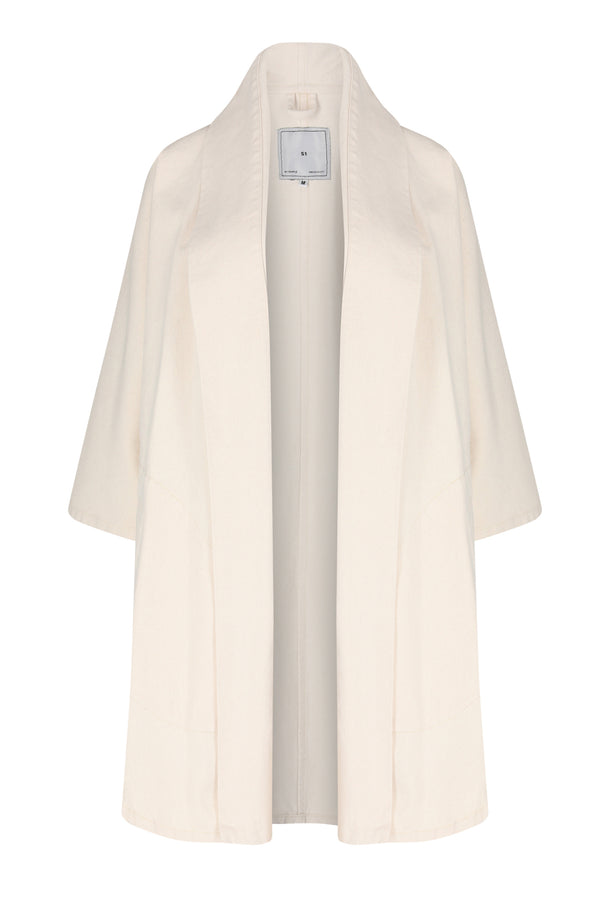 Pollux Ivory Denim Open Kimono Coat