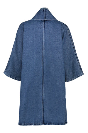 Pollux Distressed Denim Open Kimono Coat