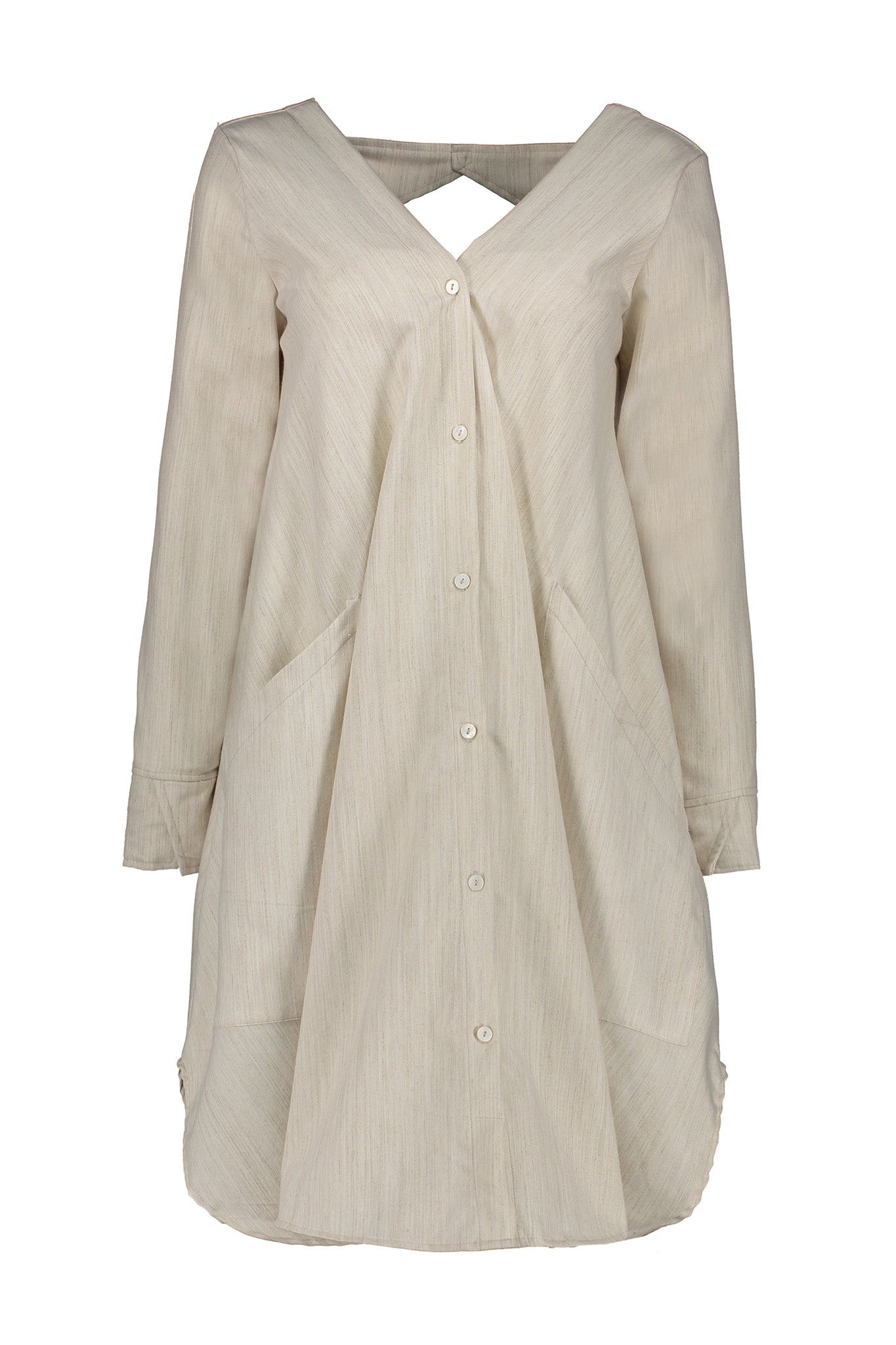 Savannah Linen-Blend Open Back Shirt Dress - Simple by Trista