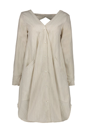 Savannah Linen-Blend Open Back Shirt Dress