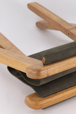 Mesquite Wood & Leather Folding Stool