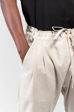 Jorge Linen Blend Drop-Crotch Drawstring Pants