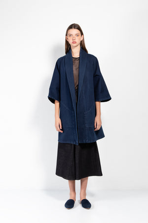 Pollux Dyed Denim Open Kimono Coat