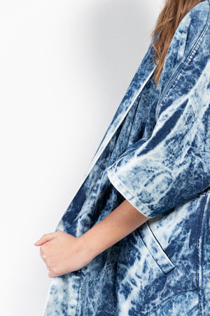 Pollux Bleached Denim Open Kimono Coat