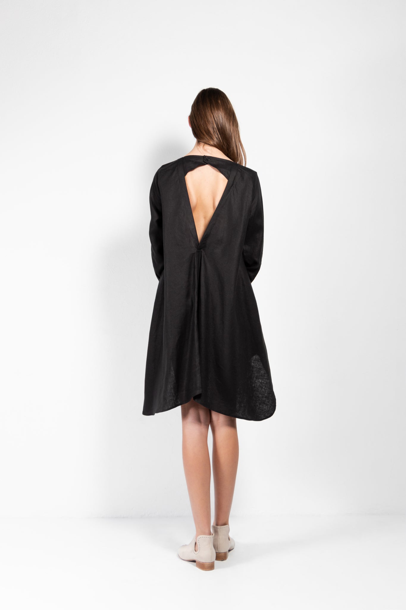Savannah Linen-Blend Open Back Shirt Dress - Simple by Trista