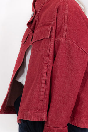 Lianne Washed Denim Multi Pocket Cropped Jacket