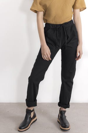 Simple by Trista Slim-Fit Cotton Twill Drawstring Pants in Black