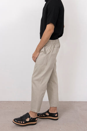 Barium Elastic Waist Stretch Denim Pants