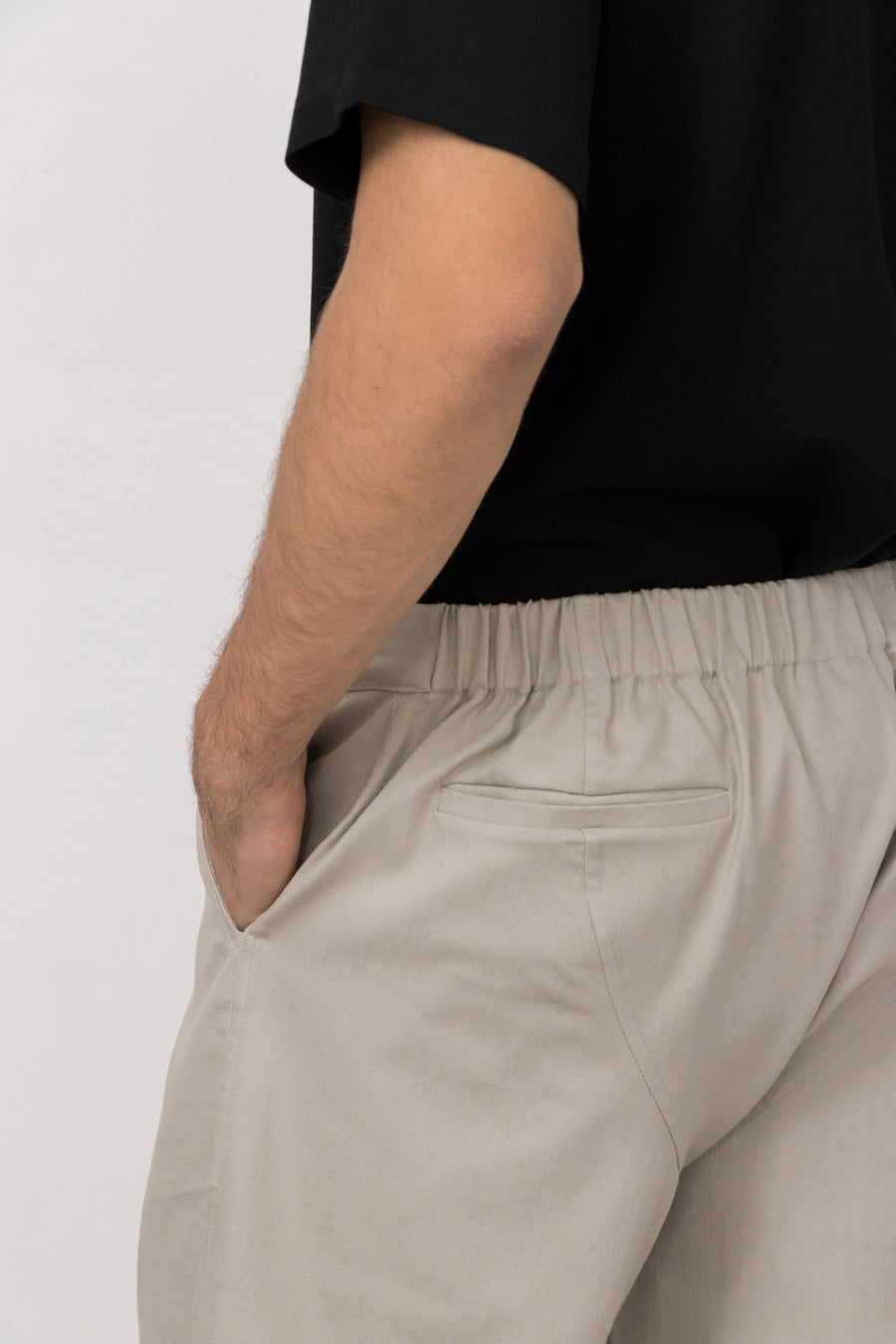 Barium Elastic Waist Stretch Denim Pants
