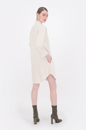 Sigma Linen-Silk Kimono Sleeve Shirt Dress