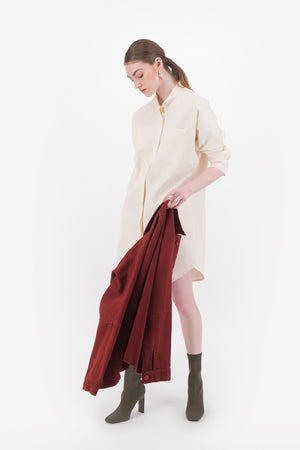 Sigma Linen-Silk Kimono Sleeve Shirt Dress
