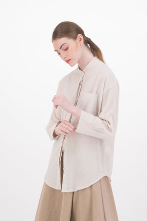 Tau Linen Blend Kimono Sleeve Shirt