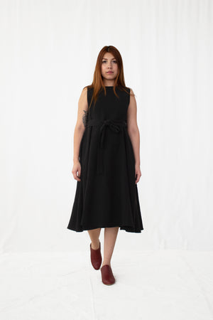 Rosemary Linen-Silk Waist-Tie Dress