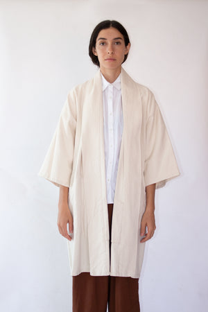 Pollux Ivory Denim Open Kimono Coat