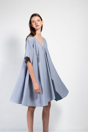 Juno Lightweight Cotton Dress With Contrasting Panel