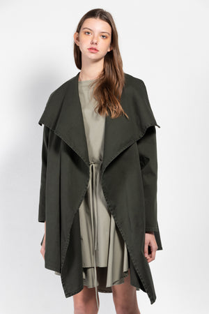 Spike Twill Draped Front Jacket